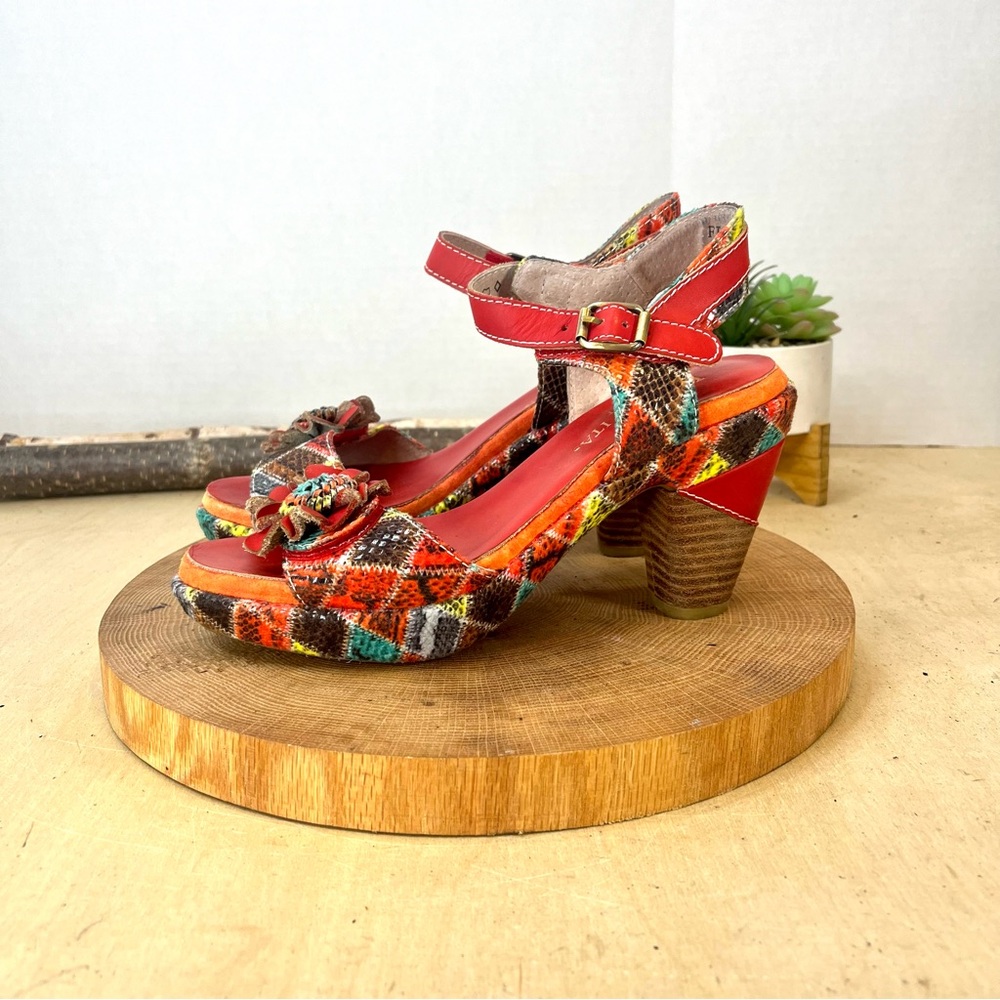 Laura Vita Ficalo 01 Women’s Multicolor Floral Leather Sandals Size 38